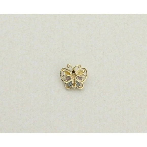 Pendant Only 10K Yellow Gold Natural Citrine, Amethyst, Topaz, Diamond Butterfly - Picture 5 of 5